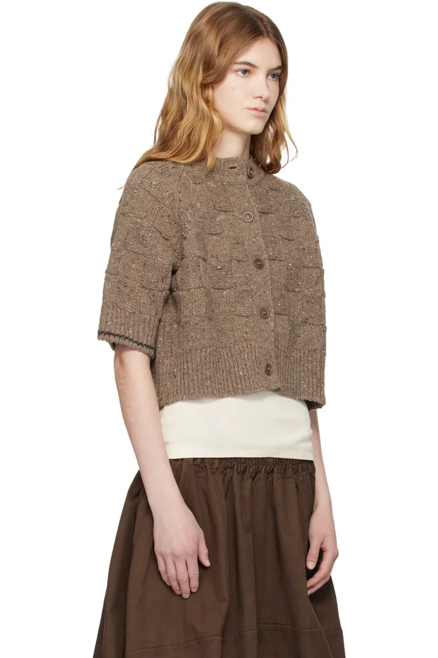 YMC Brown Kwai Knit Cardigan, photo 2 of 3 from SSENSE