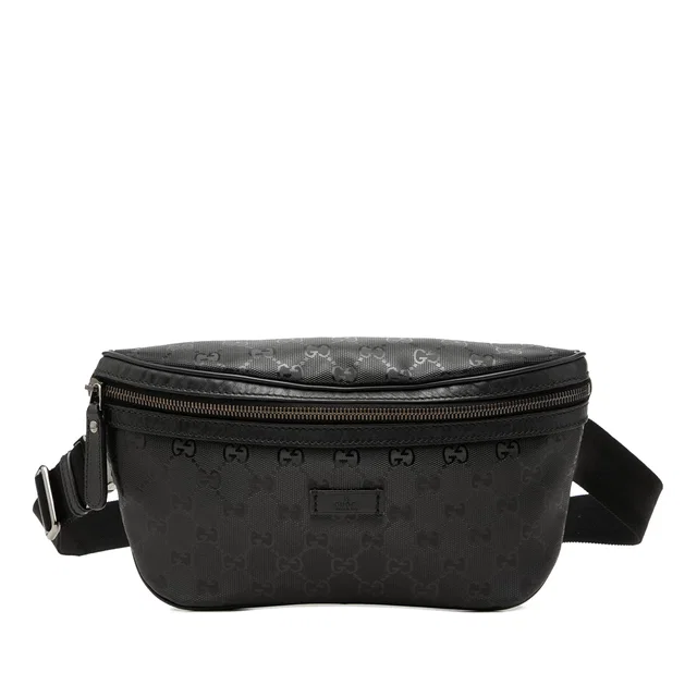 Black Gucci GG Imprime Belt Bag in Black Coated canvas from Designer Revival