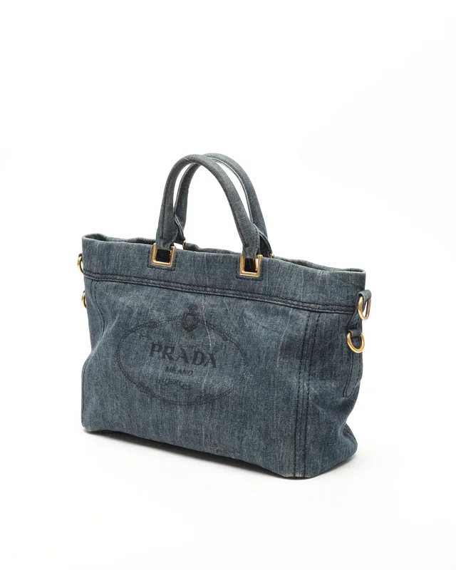 Prada Denim Canapa Tote Bag in Denim from A Retro Tale, photo 2 of 7
