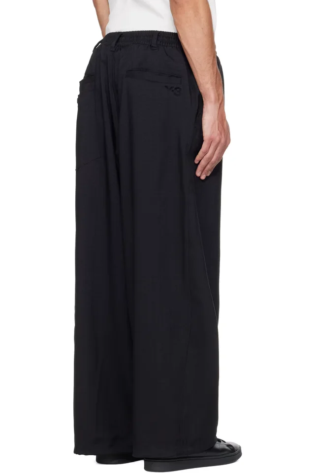 Y-3 Black Sport Uniform Pinstripe Track Pants, photo 3 of 4 from SSENSE