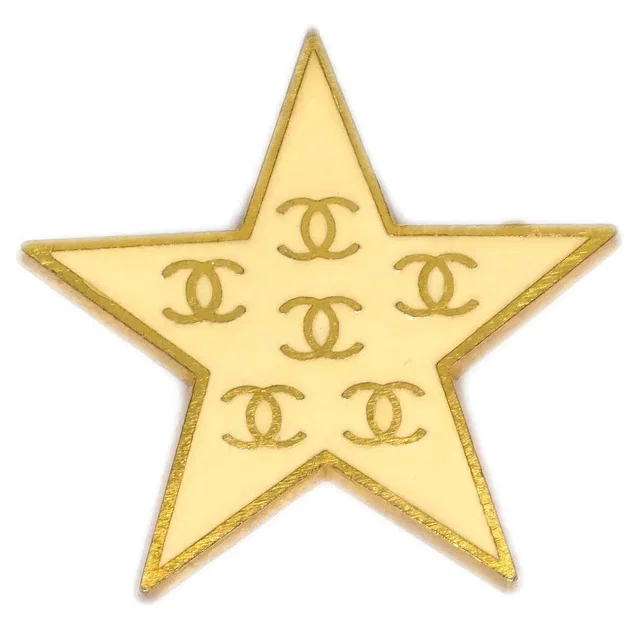 Chanel Star Brooch Pin White 01P in White from AMORE Vintage Tokyo