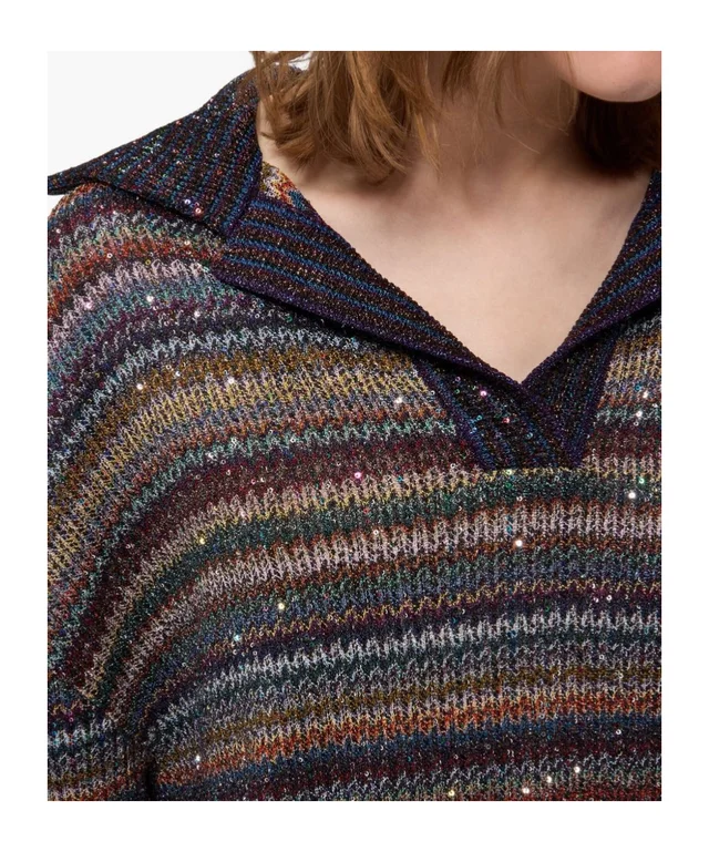 Missoni Caperdoni Metallic Knit Polo Top, photo 2 of 2 from SENSER