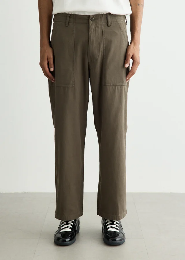 Beams Plus MIL Utility Reversed Sateen Trousers in Green from Incu, photo 1 of 1