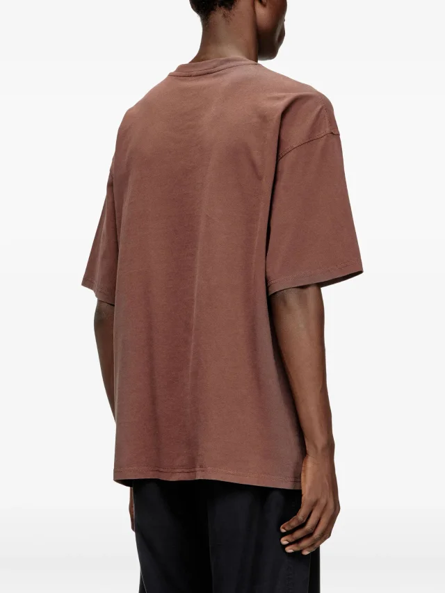 Diesel T-shirt with distressed flocked logo in Brown, photo 4 of 4 from FARFETCH