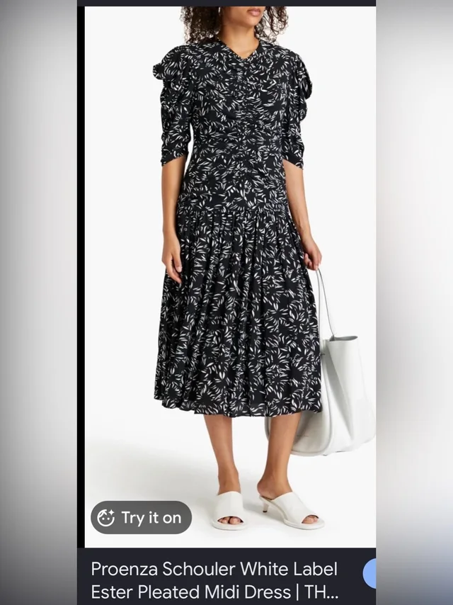 Proenza Schouler Black And White Pleated Midi Dress in black|white from Poshmark