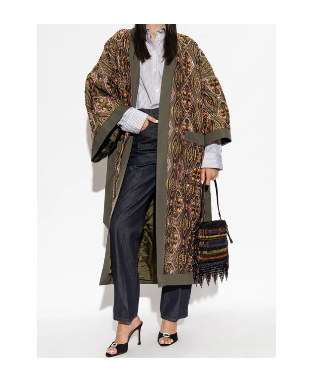 Etro KIMONO COAT WITH BEADS AND FLORAL MEDALLION EMBROIDERY, photo 2 of 4 from SENSER