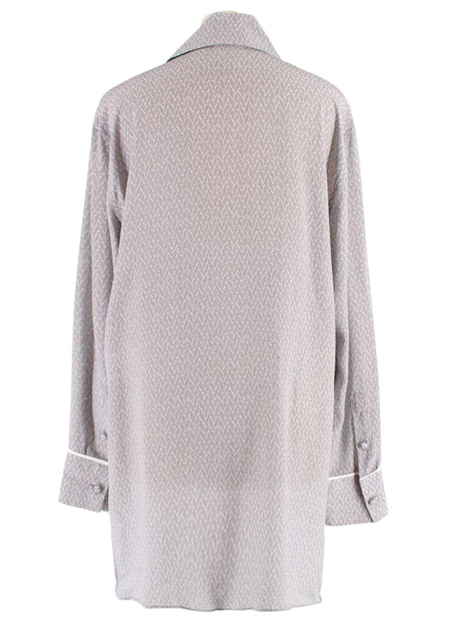 Fendi Silk Grey & White Longline Shirt in White Silk from HEWI