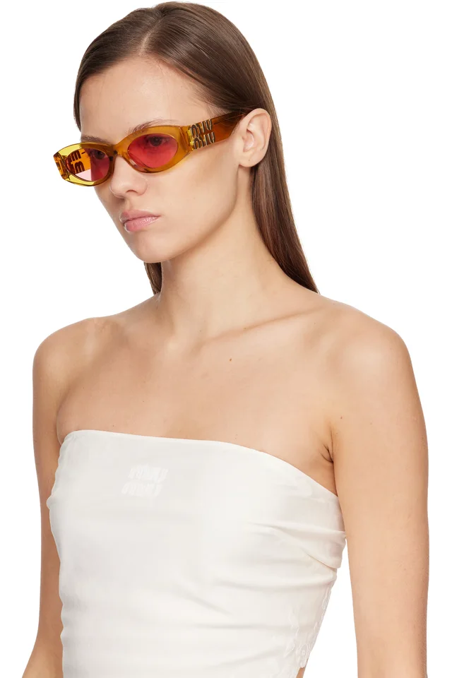 Miu Miu Eyewear Orange Miu Glimpse Sunglasses, photo 4 of 4 from SSENSE