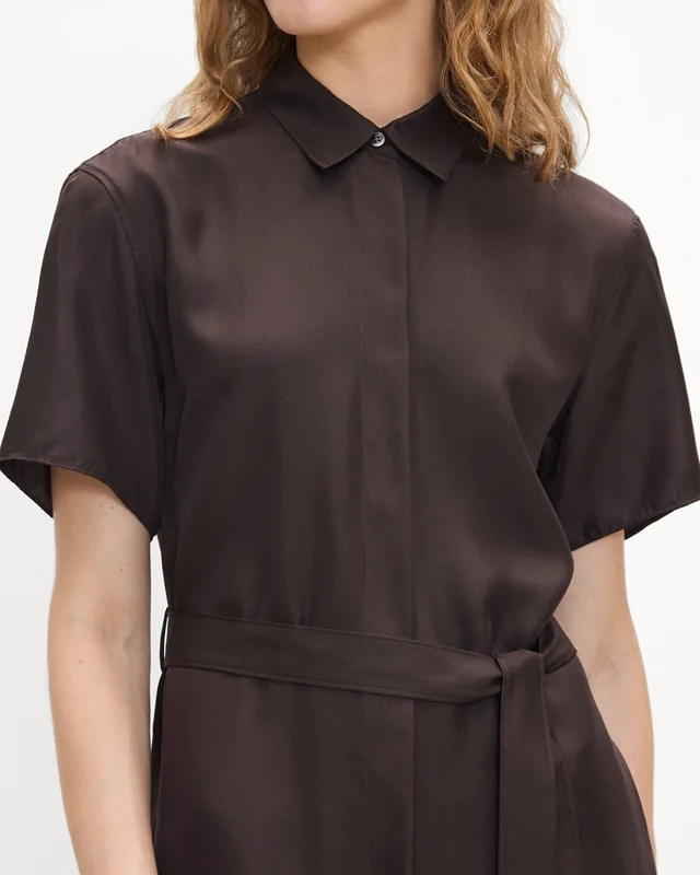 Theory Belted Shirt Dress in Mod Silk Twill, photo 4 of 7 from Theory