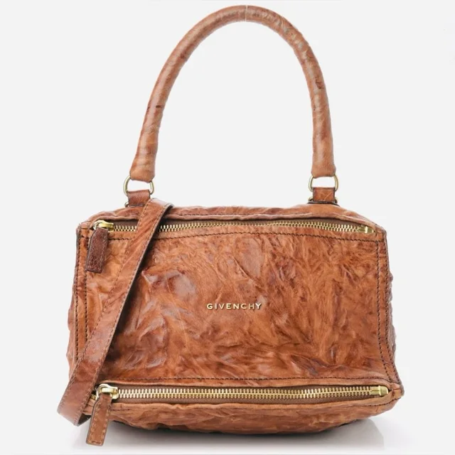 Givenchy Small Pepe Pandora Tumbled Sheepskin Bag In Cigare in brown|red|neutral Leather from Poshmark, photo 1 of 1