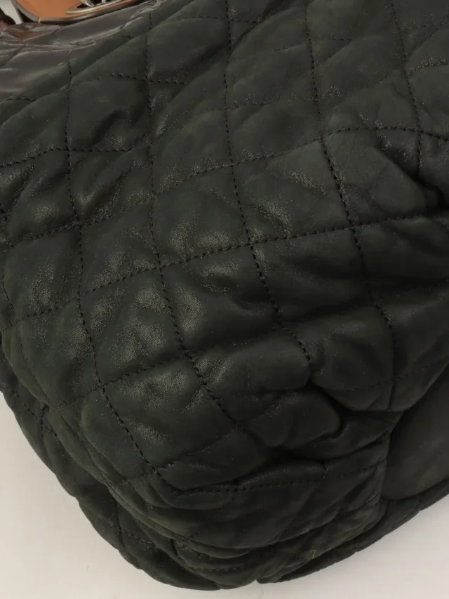 Chanel Circa 2011 In the Mix CC Mark 2-Way Bag Charcoal Grey/Dark Brown in Brown Calfskin from VINTAGE QOO TOKYO, photo 8 of 13