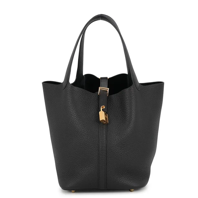 Hermès Picotin Lock Black Taurillon Clemence Size MM in Black Clemence leather from GALLERY RARE, photo 1 of 1