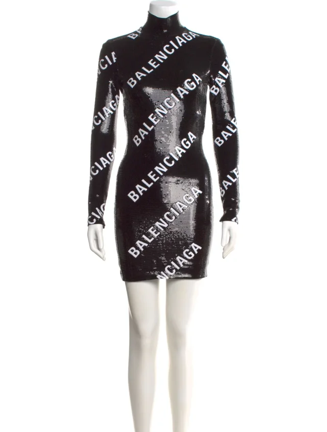 Balenciaga Graphic Print Mini Dress in black from The RealReal