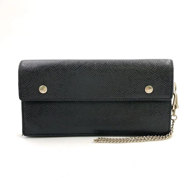 Louis Vuitton Portefeuille Accordion Taiga Ardoise Leather Black Wallet Silver in Black Leather from The Reluxe