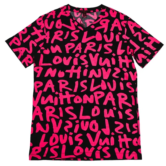 Louis Vuitton Graffiti Print T-shirt Pink #M in Pink from AMORE Vintage Tokyo