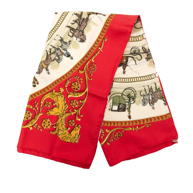 Multi Hermès La Promenade De Longchamps Silk Scarf 90 Scarves in Silk from Designer Revival