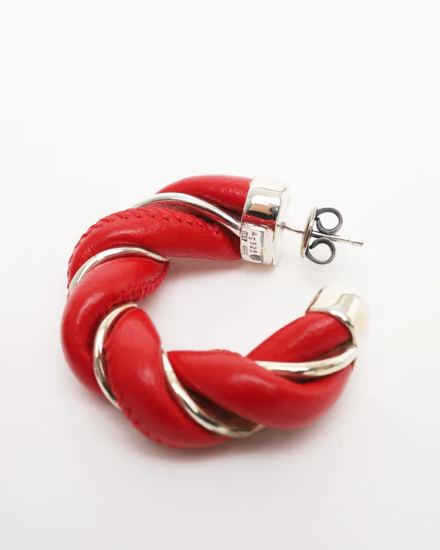 Bottega Veneta Twisted Hoop Earrings in Leather from A Retro Tale, photo 4 of 4