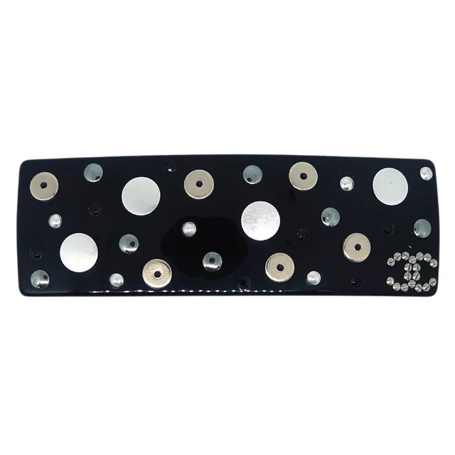 Chanel Barrette Hair Accessories Black 10P in Black Resin from AMORE Vintage Tokyo