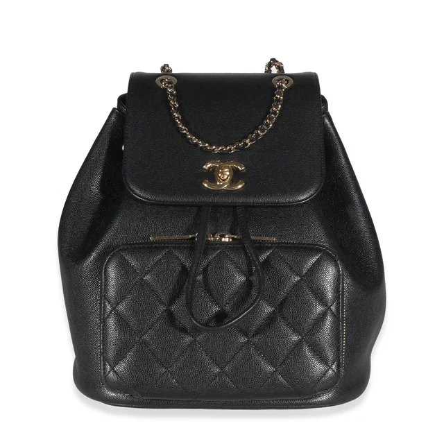 Chanel Black Quilted Caviar Business Affinity Backpack in Black Caviar leather from myGemma