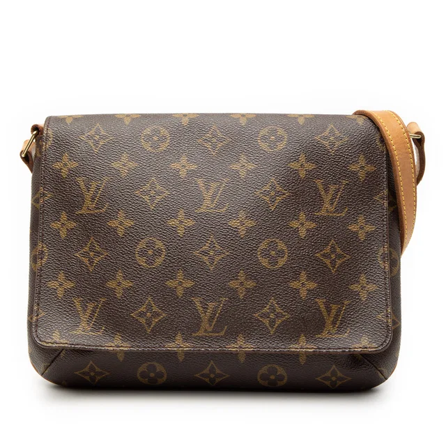 Brown Louis Vuitton Monogram Musette Tango Short Strap Shoulder Bag in Brown Coated canvas from Designer Revival