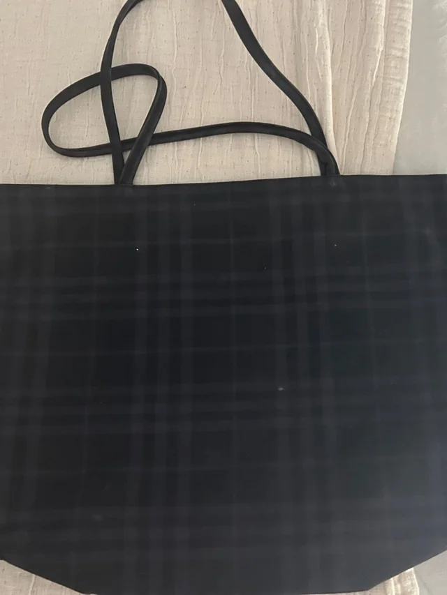 Burberry Navy Plaid Tote Bag in black from Poshmark