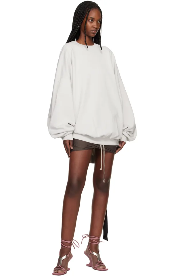 Rick Owens DRKSHDW Off-White Temple Hun Crewneck Sweatshirt, photo 4 of 4 from SSENSE