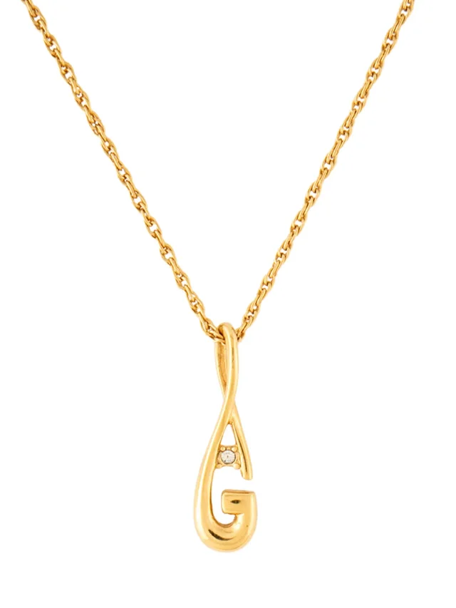 Givenchy Vintage Crystal Logo Pendant Necklace, 16" from The RealReal