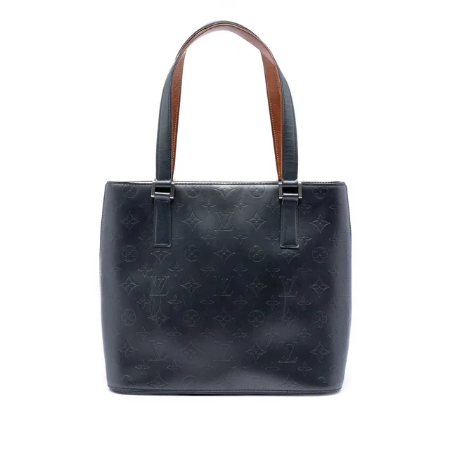 Blue Louis Vuitton Monogram Mat Stockton Tote Bag in Blue Leather from Designer Revival
