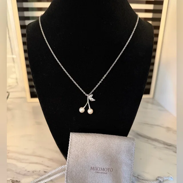 Mikimoto Silver Pearl Cherry Necklace in silver|gray|white from Poshmark