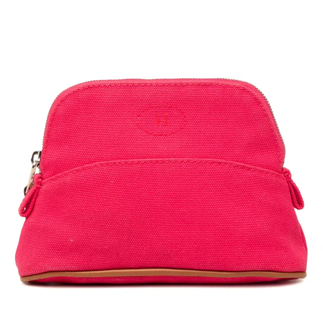 Pink Hermès Mini Canvas Bolide Case Pouch in Pink Canvas from Designer Revival