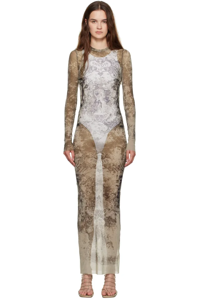 Jean Paul Gaultier Beige 'The Long Médaillon' Maxi Dress, image 1 of 1 from SSENSE