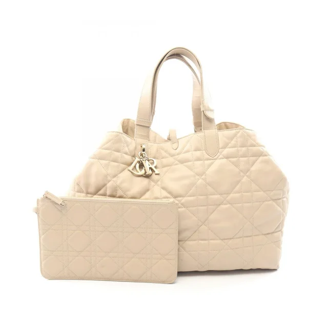 Dior Tote Bag Toujours Large Micro Cannage Beige Leather in Beige Leather from The Reluxe