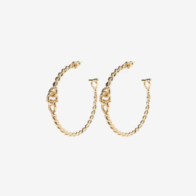 Ferragamo Torchon Weave Hook Earrings — Gold Brass in Gold from HEWI