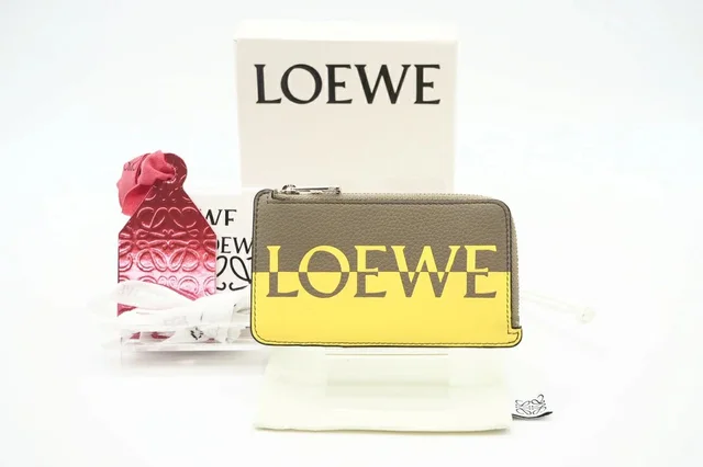 Loewe Leather Signature Fragment Case Coin Yellow Khaki Green in green|yellow Leather from Poshmark, photo 1 of 1