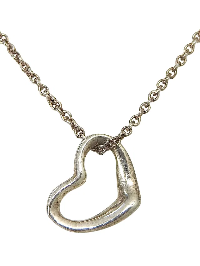 Tiffany & Co. 925 Open Heart Necklace Silver in Silver from VINTAGE QOO TOKYO