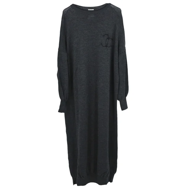Chanel 2002 Knit Dress Gray #36 in Grey Cashmere from AMORE Vintage Tokyo