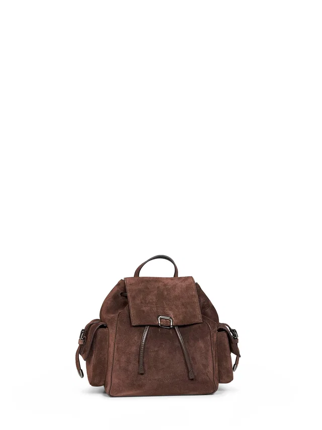 Brunello Cucinelli Suede Top Handle Backpack — Brown Calf Leather in Brown Calfskin from HEWI