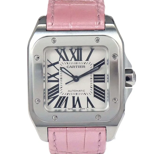 Cartier Santos 100 MM 33mm Ref.2878 Self-winding Watch SS Alligator in Crocodile from AMORE Vintage Tokyo