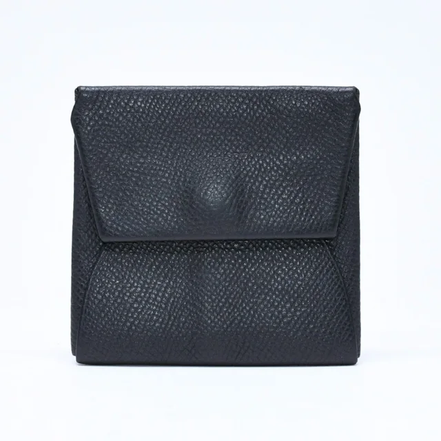 Hermès Wallet Coin Purse Bastia Veau Epsom Silver Black in Black Epsom leather from The Reluxe