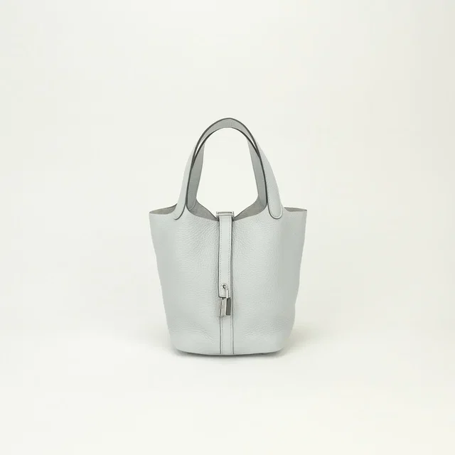 Hermès Picotin Lock PM 18 Tote Bag Taurillon Clemence Blue Pale Bleu P le Light in Blue Clemence leather from The Reluxe