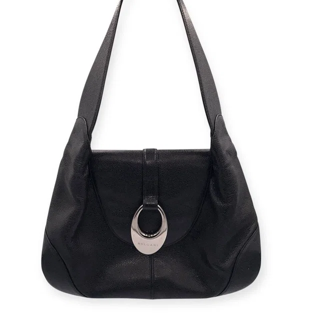 Bvlgari Vintage Catherine Black Pebbled Leather Shoulder Bag in black Leather from Poshmark