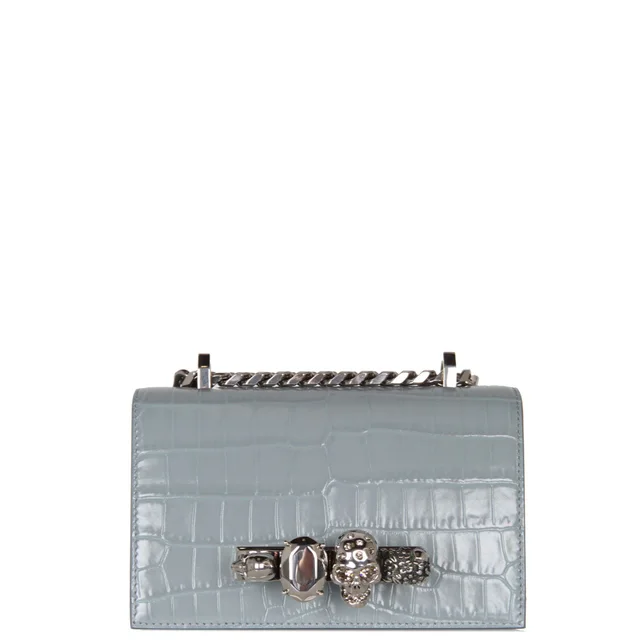 Alexander McQueen Jewelled Knuckle Satchel Mini Croc, Blue/Grey from Cultstatus, photo 1 of 1