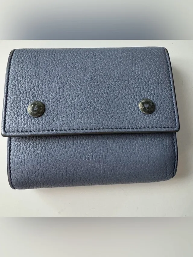 Celine Pebbled Leather Trifold Wallet in blue Leather from Poshmark