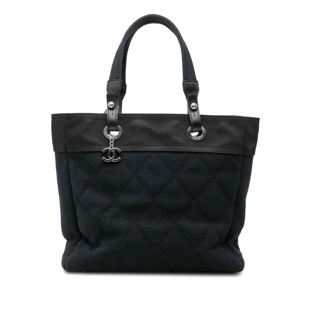 Blue Chanel Medium Quilted Canvas Paris Biarritz Tote in Blue Canvas from Designer Revival