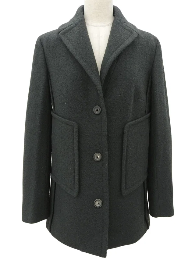 Celine Wool Logo Button Tailored Jacket #40 Green in Green Wool from VINTAGE QOO TOKYO