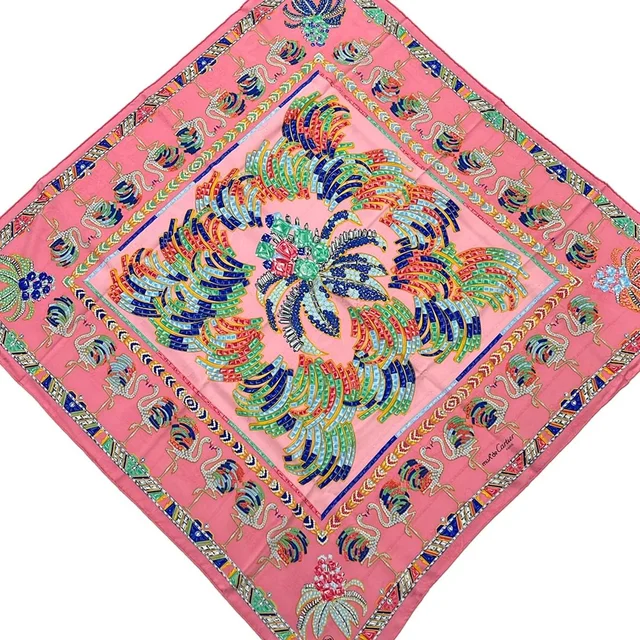 Cartier Scarf Pink Blue Green Flamingo in Blue from The Reluxe