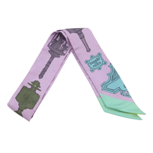 Hermès Twilly Merveilleuses Lanternes Purple/Multicolor Silk100% in Purple from GALLERY RARE