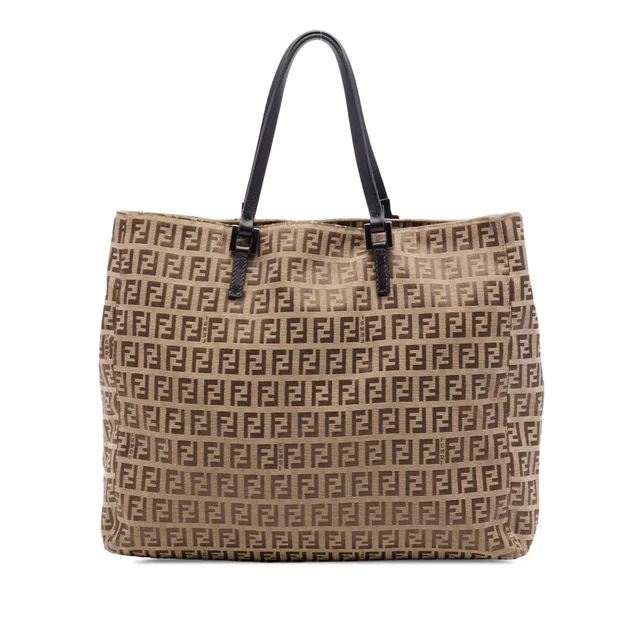 Beige Fendi Zucchino Canvas Tote in Beige Canvas from Designer Revival