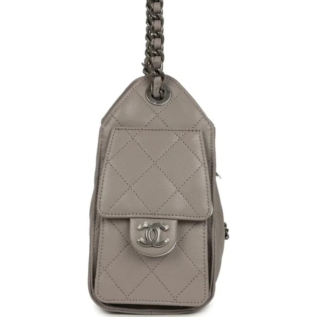 Chanel Mini 25 Hobo Bag Dark Grey Caviar Aged Ruthenium Hardware in Grey Caviar leather from Madison Avenue Couture, photo 3 of 8
