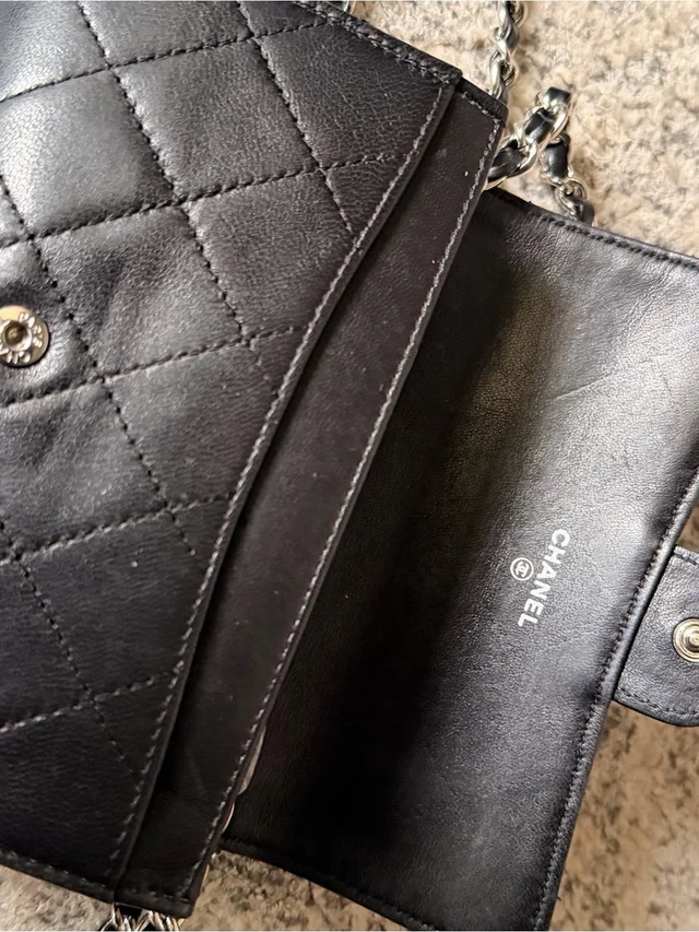 Chanel Quilted Lambskin Mini Wallet-On-Chain With Silver Hardware in black Lambskin from Poshmark, photo 9 of 15